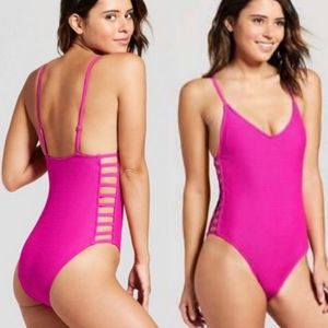 Hot Pink textured swimsuit